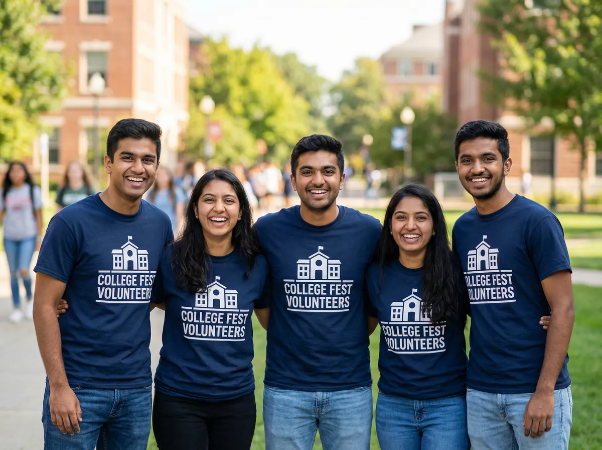 College students with custom T-shirts